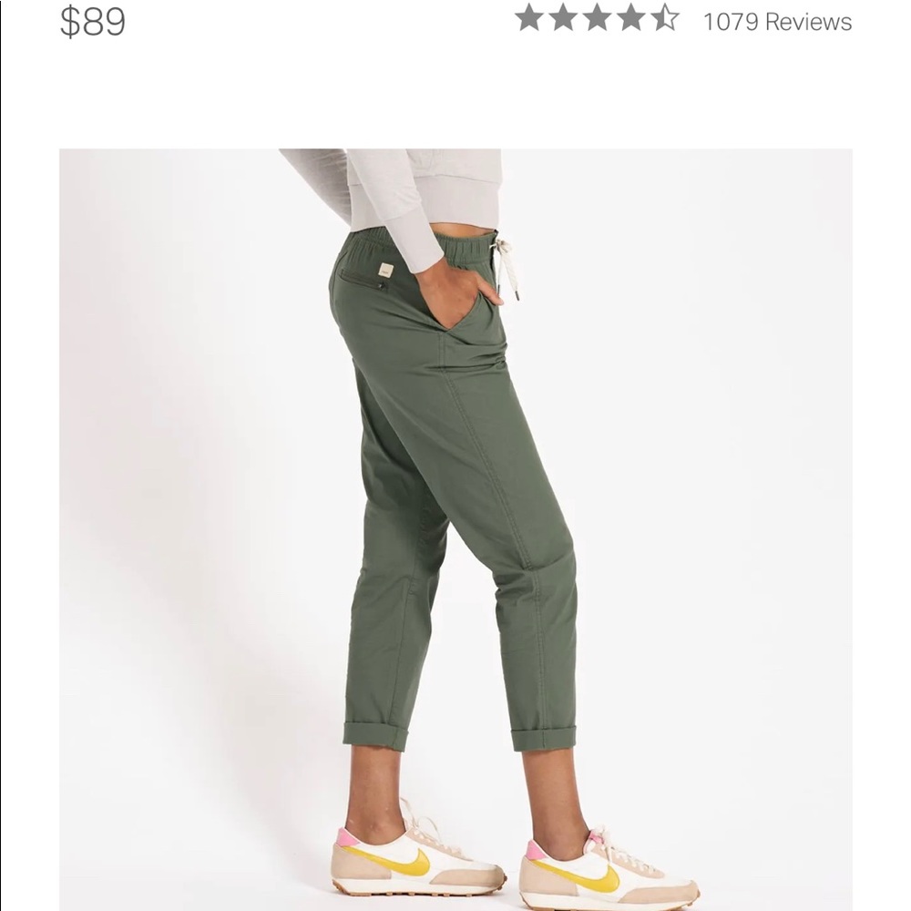 Vuori Ripstop Green Army Climber Pant L Zipper Pockets women’s